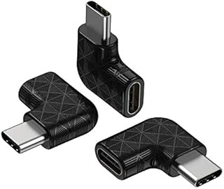 USB C Right Angle Adapter,90 Degree USB C to USB Type-C Male to Female Adapter (3 Pack). Support USB-C 3.1 PD 100W Quick Charge 480Mb/s Data Transfer,for Laptop & Tablet & Mobile Phone -Black