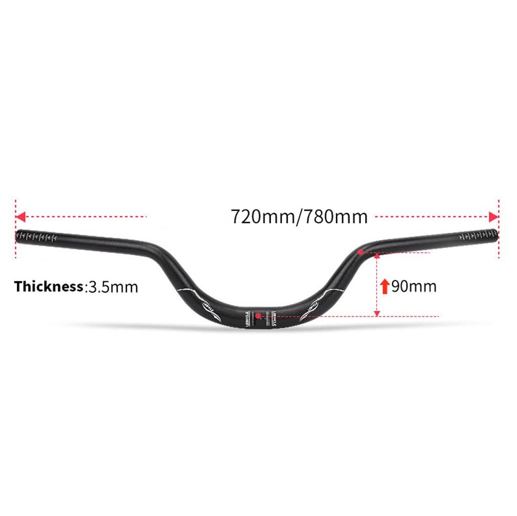 Guidon VTT High Riser 31.8mm 720mm Ou 780mm Alliage Aluminium - Rise 90mm (Rouge Ou Noir)