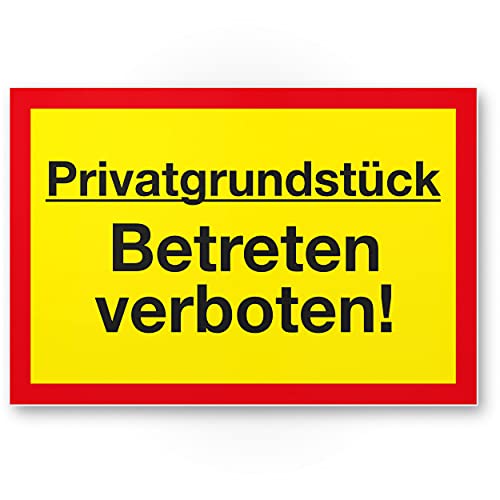 Komma Security Privatgrundstück Betreten verboten Schild 30 x 20 cm Hinweisschild Grundstück Verbotsschild - Betreten verboten Warnhinweis widerrechtlich betreten Abschreckung Prävention