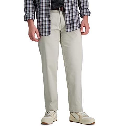 Haggar mens Life Khaki Comfort Flat Front Slim Fit Chino Pant
