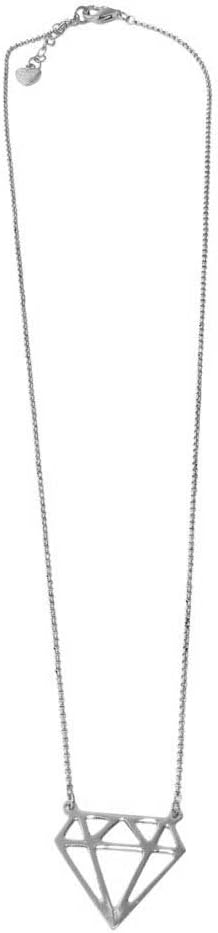 CloseoutWarehouse Rhodium Plated Sterling Silver Diamond Shape Necklace