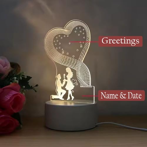 Image of Customized LED Name Lamp for Couples - Personalized 3D Night Lamp with Name, Romantic Bedroom Decor Light, Birthday Gift for Girls & Women for Wife Husband, Custom Night Lamp