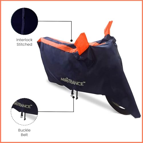 Image of Mototrance All Weather Protection Two Wheeler Cover for All Activa, Scooter, Scooty & Bikes Upto 150CC | Anti Dust, Water Resistant, Heat Resistant, Mirror Pocket Bike Body Cover | Arc Orange