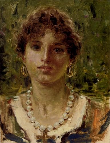 Cuadro Pintura Murales Solución Paredes Vacías Lienzo Retrato Muchacha Perlas