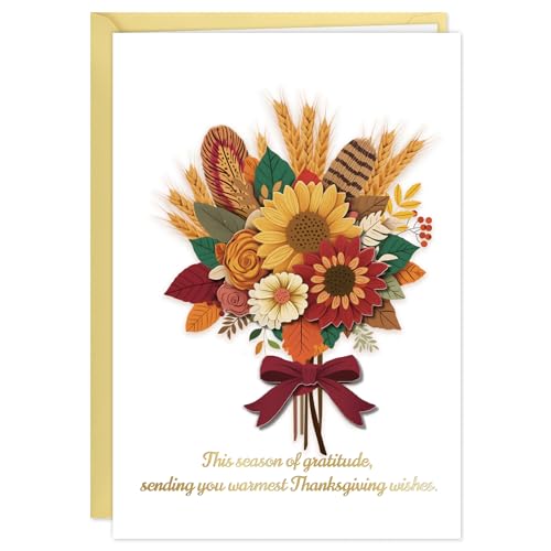 Image of FLYAB Thanksgiving Card, 3D Sunflower & Gold Foil Thankful Gift for Her Him