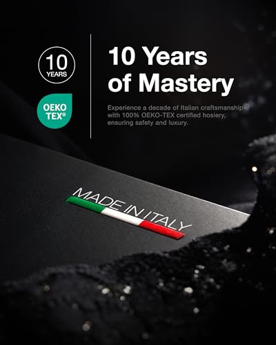 Image of sofsy 100% OEKO-TEX Certified - Italian Women's Opaque Thigh High Stockings | Ultra Soft Dual Silicone Lace Top Stay Ups