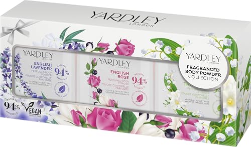 Yardley London Mini Perfumed Body Powder Collection, Featuring Delicate Scents for Soft, Smooth, and Freshly Scented Skin 3x50gm
