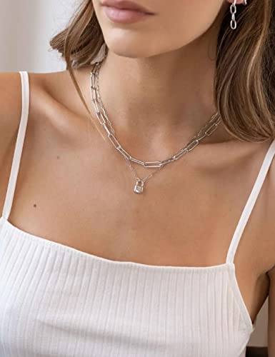 Silver Necklace For Women 3Mm Paperclip Chain Solid 925 Sterling Silver Clasp Paperclip Chain Silver Chain For Women 16/18/20/22/24/26/30 Inches(16) #TOP3