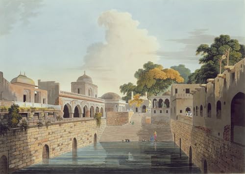 Lienzo de William Daniell con gran nivel de detalle de la Ciudad Vieja de Delhi de 60x90cm