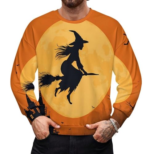 Halloweens Prints Fall Casual Loose Long Sleeve Crewneck Pullover Sweatshirt for Men And Women
