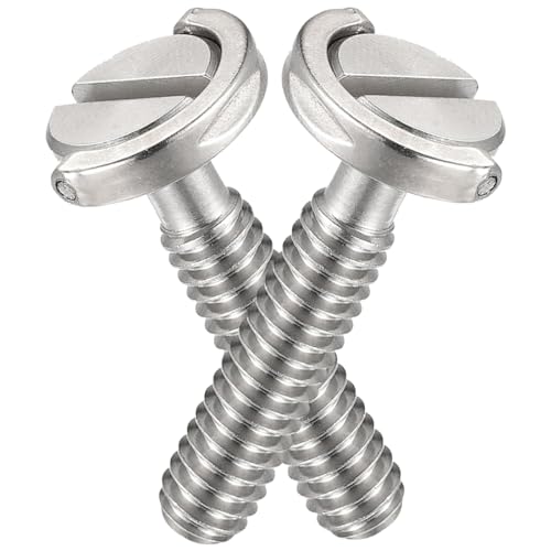 MQLSAERI Edelstahl Kamera Stativ Schraube 1/4" - 2 Stück Adapter Befestigungsschraube mit geschlitztem Stecker, 1.18" Länge, für Kameraständer und Mikrofonhalter