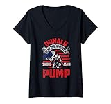 donna donald pump making america swole again fitness trump maglietta con collo a v