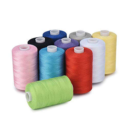 Sewing Thread 12 Colors Set 40S/2 for Sewing Machine,Quilting,Hand Sewing (10 Colors 1000Y)