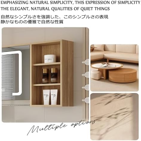 Wall Mounted Bathroom Mirror Cabinet with Large Storage, High-Definition Reflective Surface, Versatile Design for Any Space (Gray, 80x70cm / 34.5x27.5in)