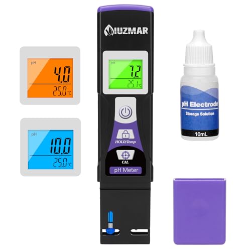 Water pH Meter, Digital pH Tester with pH Test Strips Color Display for Aquarium, Hydroponics, Home Brew, Measure pH Value of Swimming Pool, Drinking Water, Pond, Spa, Hot Tub, Kombucha