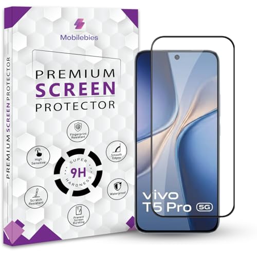 Image of Premium Tempered Glass Screen Protector Guard For Vivo T5 Pro 5G (6.83 Inch, Pack of 1) | Edge to Edge Coverage With Easy to installation kit