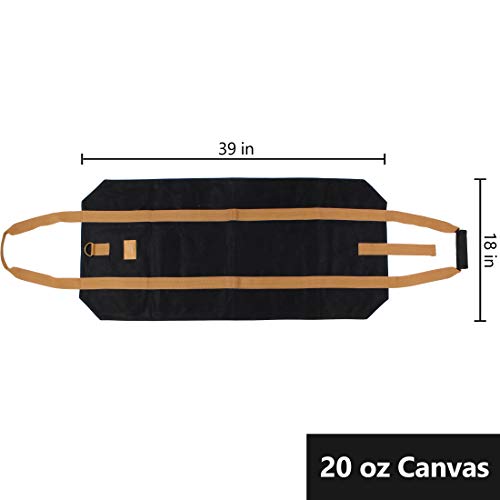 Off The Grid Firewood Log Carrier Bag - Waxed Canvas Wood Bag - Campfire, Fireplace, Bonfire, Accessories (Black) #TOP1