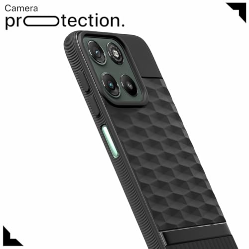 Image of Pikkme Back Cover for Motorola Moto G67 Power 5G / G57 Power 5G Camera Protection 3D Hexa Cube Design Silicone Protective Bumper Case (Black)