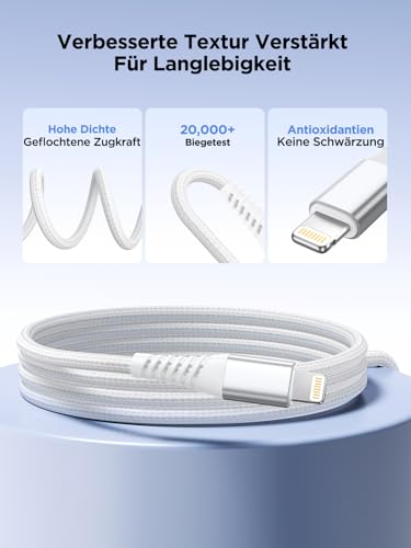 iPhone Ladekabel, Lang Lightning Kabel [3M 2Pack] MFi Zertifiziert Schnellladekabel iPhone Kabel, Nylon USB Lightning Kabel für iPhone 14 13 12 11 Pro/Pro Max/Mini, XR XS Max X, 8 7 6 6s Plus, 5s 5 Se 4