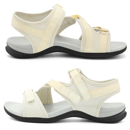 Image of UBFEN Womens Hiking Water Sport Sandals with Arch Support | 3 Adjustable Straps, Cushioned Footbed, Non-Slip, Comfortable Walking for Athletic Outdoor Summer Beach