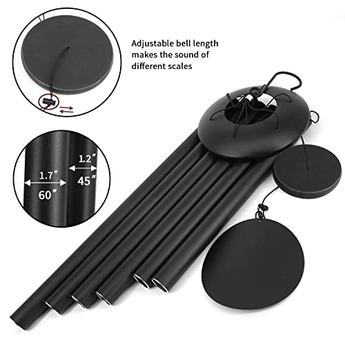 ASTARIN 60" Extra Large Wind Chimes Outside Metal Wind Chimes with Deep Tone, Outdoor Wind Chimes for Patio Balcony Garden Yard Decoration,Black