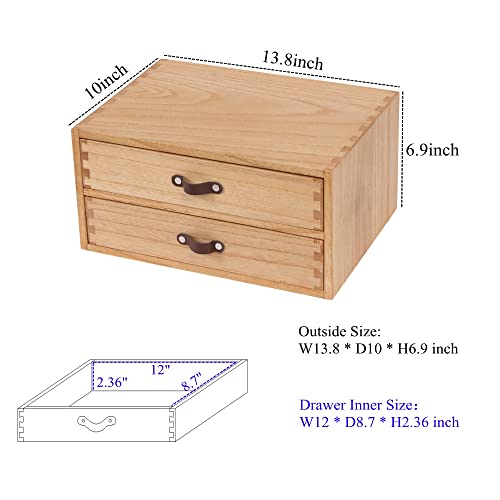 Ddyuri Wooden Desk Organizer With 2 Drawers - Desktop Storage Drawers For Office Supplies File Paper Organizer -Mini Wood Chest/Small Cabinets For Jewelry Dresser Closet Kitchen Counter(Fax2C-Lt） #TOP2
