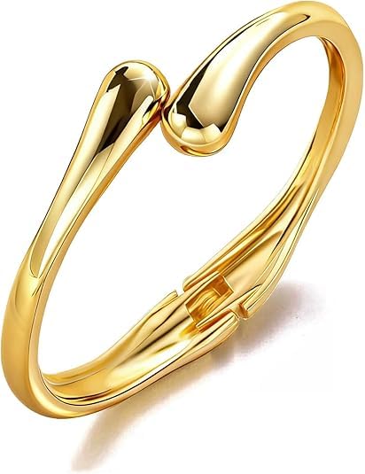 QIZHIQIAMY Brazalete Gota Dorado Mujer Abierto Brazaletes Lágrima Dorada Bracelet Gold Minimalista y Elegante Brazalete Para Mujer Aniversario