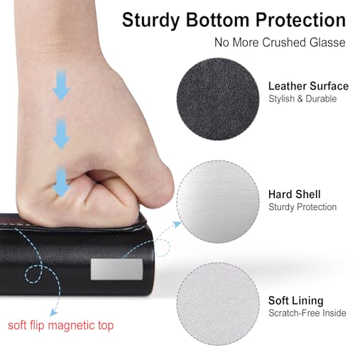 Image of RayLove Hard Shell Glasses Case, Lightweight Leather Eyeglass Case, Travel-Friendly Sunglasses Protector for Men & Women