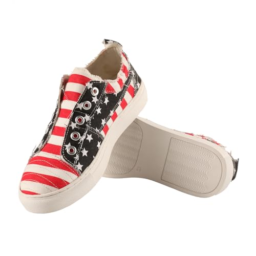 SHOELANDER Women's Lace Up Flats Shoes with Stripe Pattern4