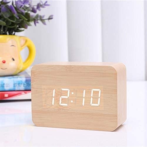Queta LED Digital Alarm Clock Wooden Small Table Clock with Date