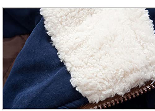 Eishow Clearance Kids Boys Warm Thick Jackets Hooded Cotton Fleece Parka Coat Children Winter Zipper Outerwear (Navy, 5-6 Years) #TOP7