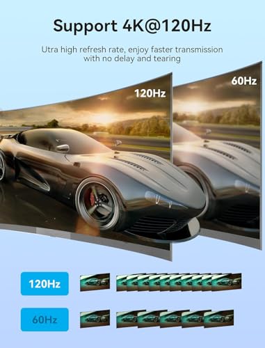 8K HDMI Splitter 1 in 2 Out, HDMI Switch 4K 120Hz with LED Indicators/HDMI 2.1 Switch/HDMI Splitter 2 in 1 Out/HDMI Switcher Support 8K 4K 3D HDR for Xbox PS5/4/3 Blu-Ray TV/Player/Laptop PC - Thumbnail 7