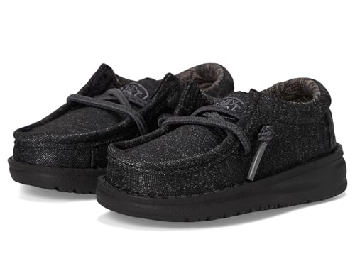 HEYDUDE Boy's Wally-Toddler Basic Black Size 5 | Youth's Shoes | Youth Slip-on Loafers | Comfortable & Light-Weight