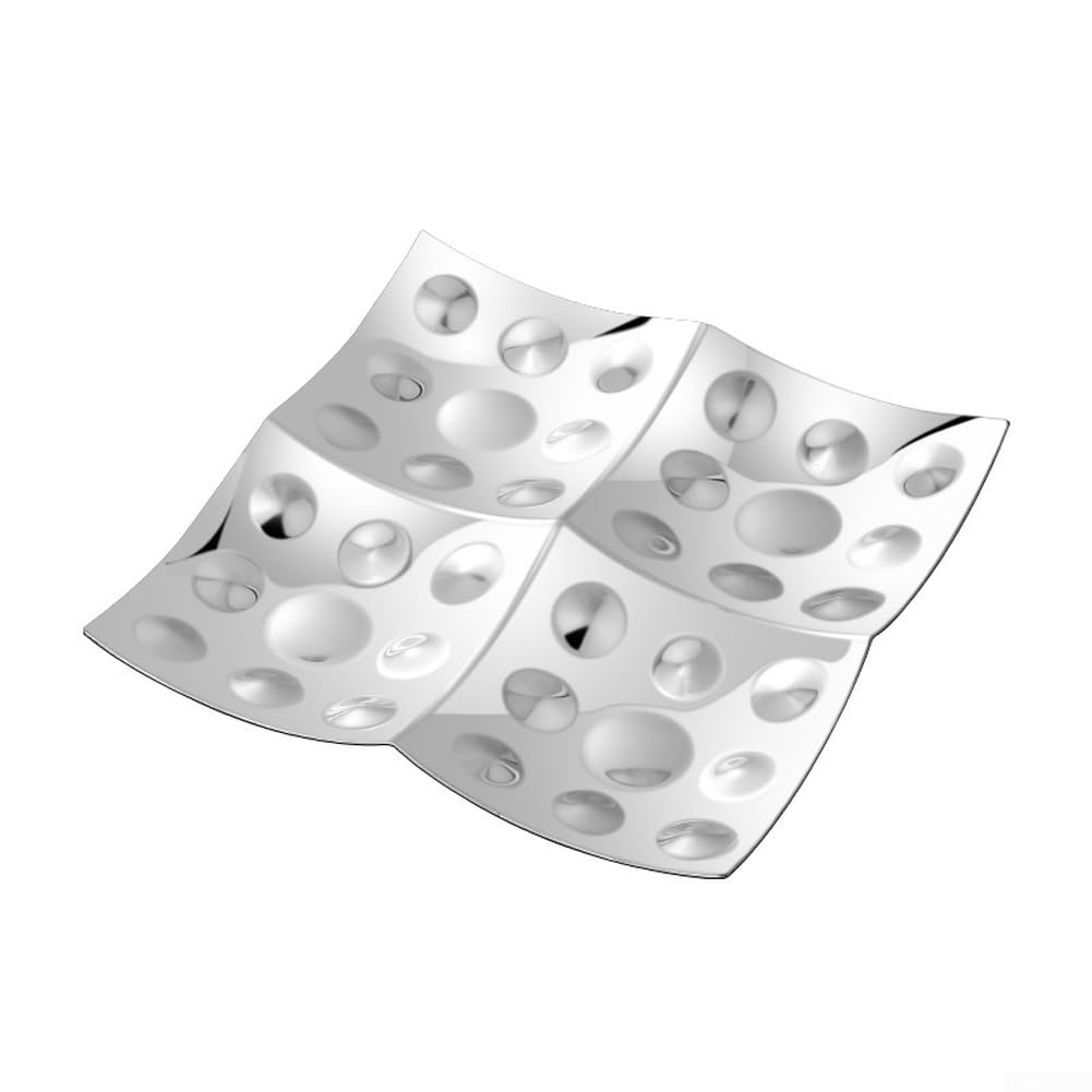 Bandeja de servir de acero inoxidable con 4 compartimentos para aperitivos, frutos secos, confitería para cuenco de plata resistente, fácil de limpiar, moderno para fiestas, reuniones en casa, diseño