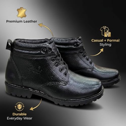 Image of Dvoy'X Men's Stylish Ankle Boots for Man | Premium Leather Look Lace-Up Boots | Super Comfortable Cushioned Sole | Casual & Formal Wear | Durable Affordable Everyday Footwear |