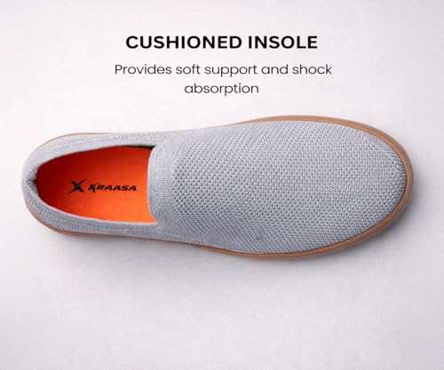 Image of Kraasa Men's Casual Slip-On Loafers | Soft Knitted Upper Breathable Flex Upper | Lightweight Comfort Shoes | TPR Sole
