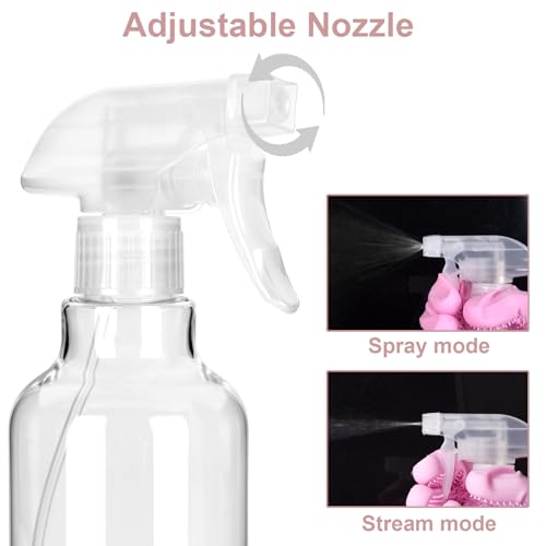 Plastic Spray Bottles - Empty Spray Bottles for Cleaning,16.9oz/2Pack,Mist/Stream Spray Bottle for Plants, Pet, Hair - (Clear, 16.9oz)2
