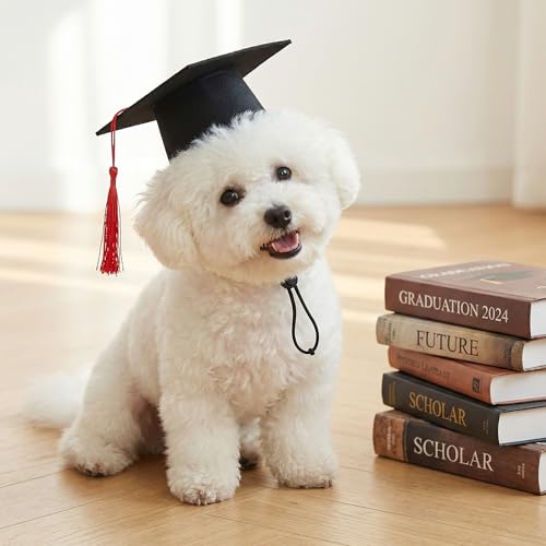 Gorro de Graduación para Perros con Borla Roja miniatura 4