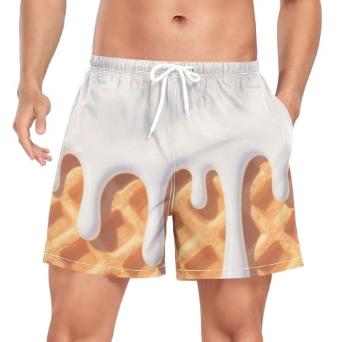 Traje de baño de secado rápido premium para hombre con elegante patrón caqui a cuadros