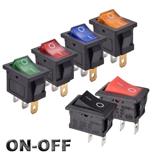 Interruptor basculante KCD1 SPST ON OFF con luz amarilla de 12V 4