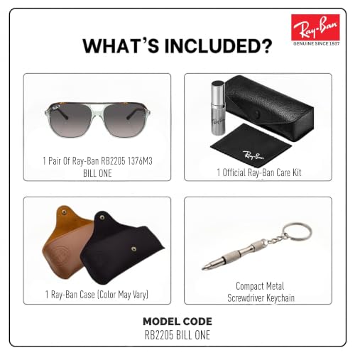 Image of Ray-Ban RB2205 BILL ONE Square-Round Sunglasses with Official Eyewear Kit
