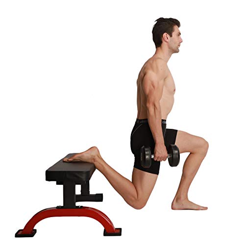 YESJOY Flat Weight Bench- 600 lbs Capacity Home Gym Workout Bench for Weight Training and Abs Exercises (Extra Thick Back Cushion pad)