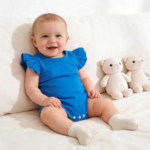 Image of LYSMuch Toddler Baby Girls T Shirt Ruffle Sleeveless Kids Cotton Tshirt Solid Color Blouse
