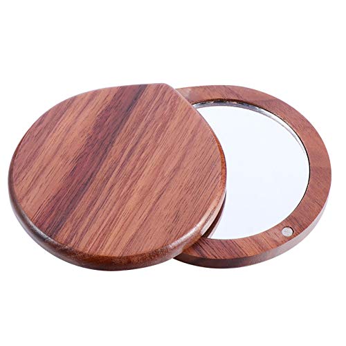 Lurrose Wooden Compact Mirror Portable Makeup Mirror Pocket Mirror Handheld Travel Mirror For Purses #TOP2