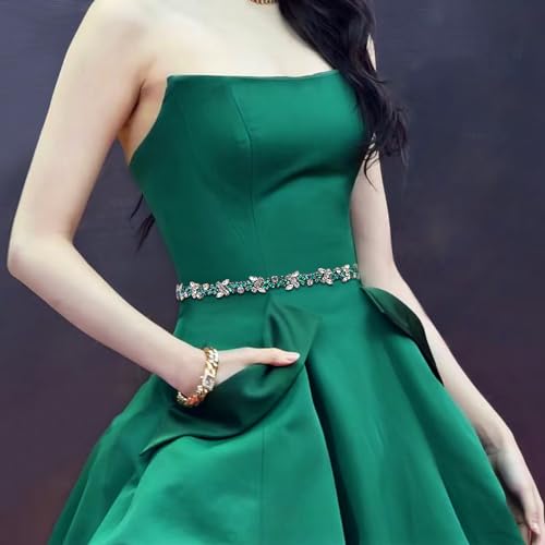 Bride Wedding Belt Bridesmaid Dress Belt Accessories Dark Green Diamond Handmade Suitable for wedding parties2