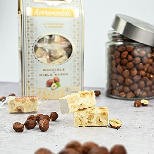 Torroncini mit Haselnüssen und Honig aus Sardinien (hart), 200g, Geschenkverpackung, weißer Nougat, Torrone, Pruneddu Torronificio Artigianale