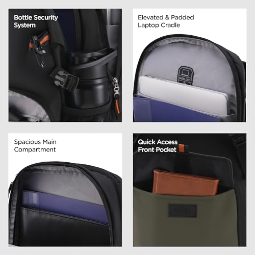 Image of HARISSONS RHINO Laptop Backpack | 30L | Fits 15.6 inch Laptop | 420D PU-Coated Polyester & Vegan Leather | Office, Commute & Travel | Laptop Protection, Trolley Sleeve, Organizer