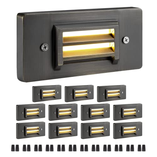 Gardenreet Die Cast Brass Step Light Outdoor Waterproof, LED 12V Low Voltage 2700K Warm White Deck Lights, 2W 240lm Stair Lights, 120 Degree Outdoor LED Landscape Light Fixture (12 Pack)