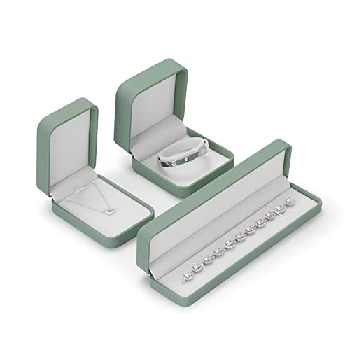 Velvet Necklace Box Necklace Gift Box Velvet Interior Pendant Case Long Chain Display Storage Case for Wedding Birthday Mother's Day Gifts (Green)