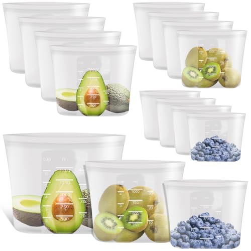 100% Platinum Silicone Reusable Storage Bags (12 Pack)